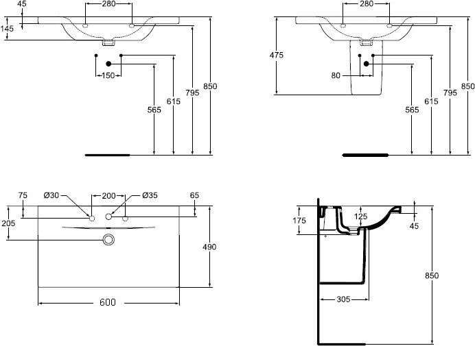 Подвесная раковина Ideal Standard Connect  E812901 - 3