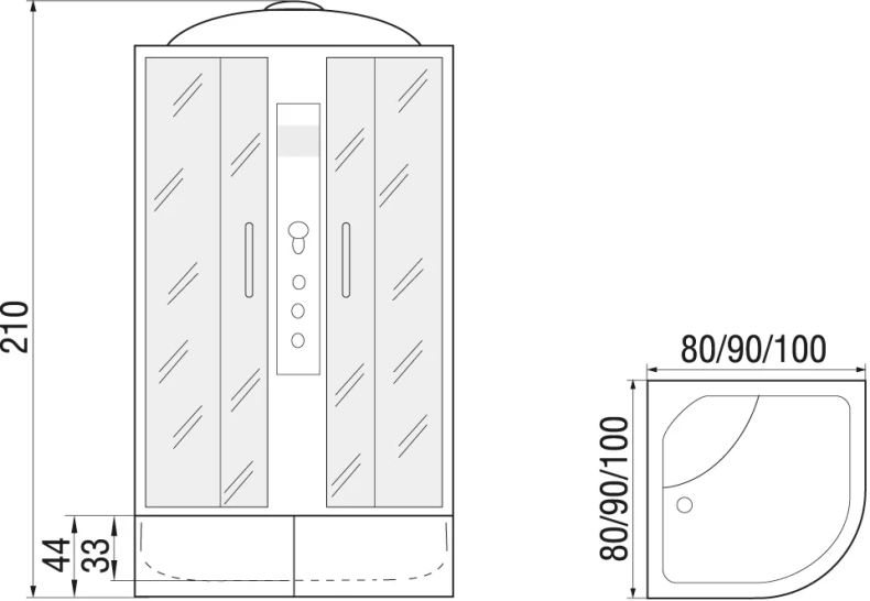 Душевая кабина с поддоном River Dunay XL 100/44 MT  10000006195 - 2