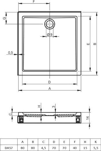 Квадратный душевой поддон Riho Davos 80x80 см (DA5700500000000) D002005005 - 1