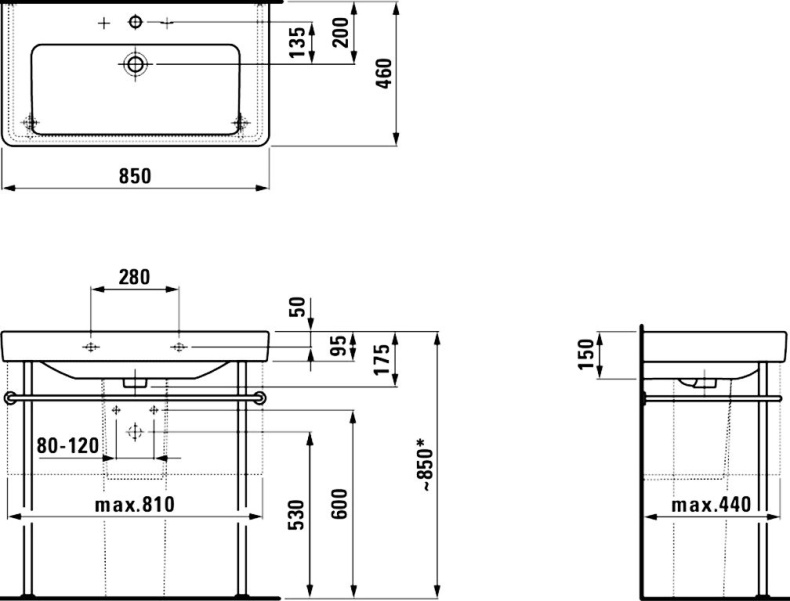 Раковина Laufen Pro S 85 см 8.1396.5.000.104.1 - 3