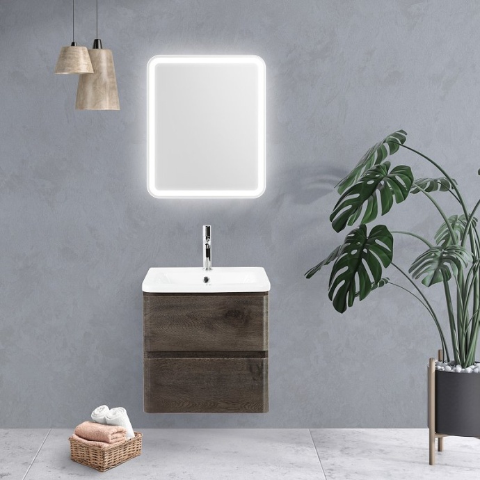 Тумба с раковиной BelBagno Albano 50 темное дерево - 9