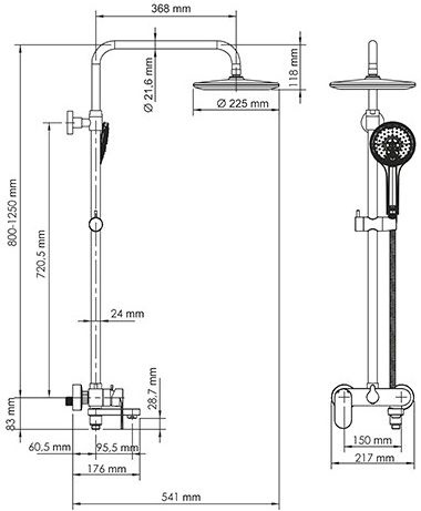 Душевая стойка Wasserkraft Elbe A17401 - 8