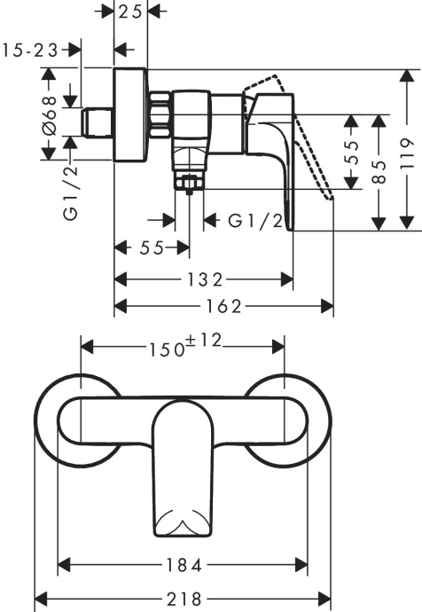 Смеситель для душа Hansgrohe Rebris E 72650000 - 2
