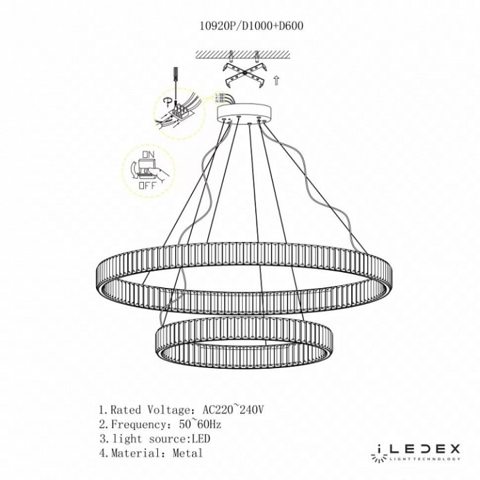 Подвесной светильник iLedex Woodstock 10920P/2-60W-3000K (10/6) GL-CL - 2