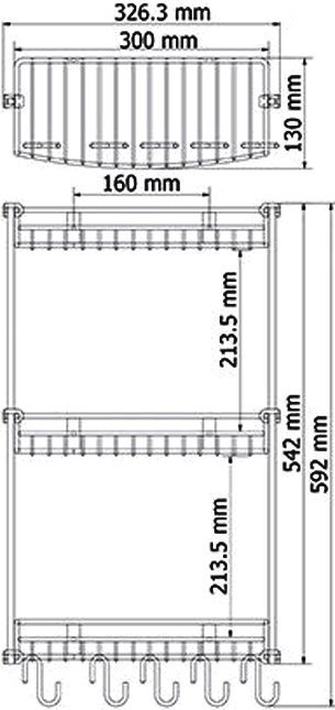 Полка Wasserkraft K-1433 3-ярусная, с крючками - 4