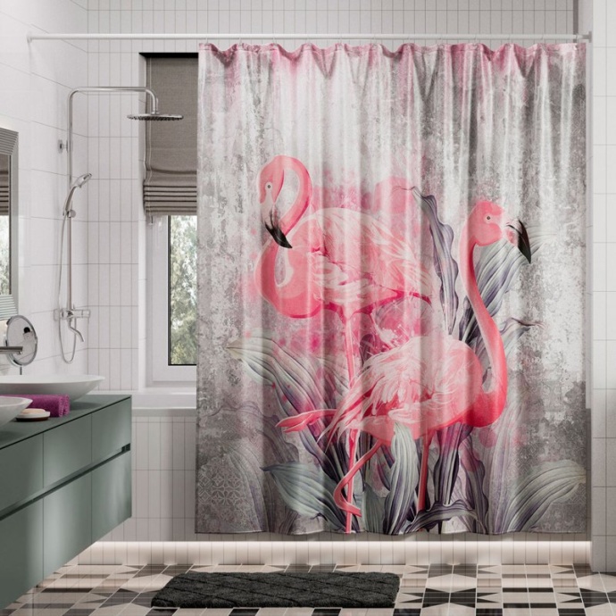Штора для ванной WasserKraft Lossa 180x200 рисунок SC-81104 - 1