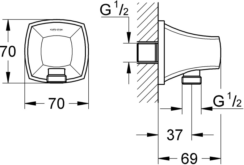 Шланговое подключение Grohe Grandera 27970000 - 4