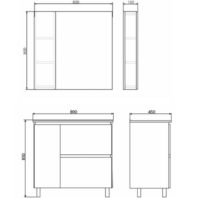 Тумба с раковиной Comforty Осло 80 бетон светлый 00-00012959 - 4