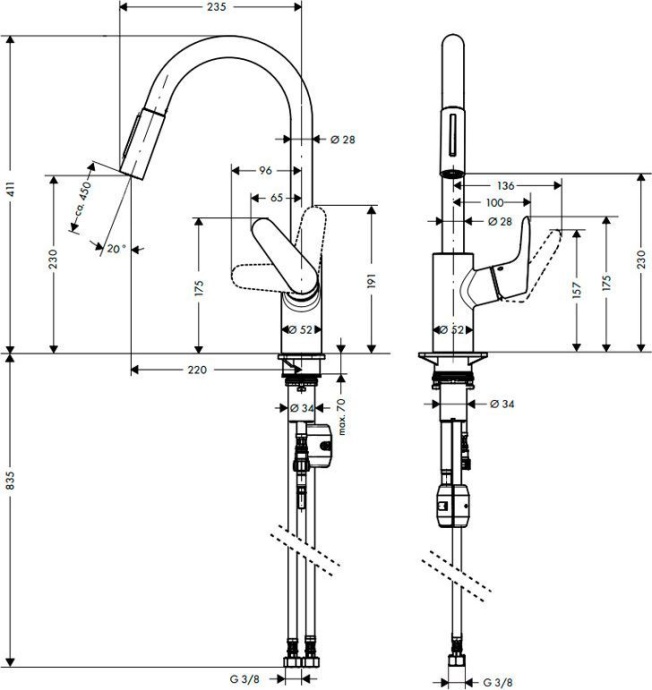 Смеситель Hansgrohe Focus 31815000 для кухонной мойки - 8