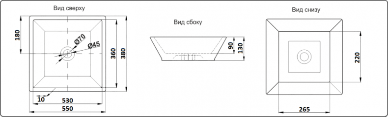 Раковина накладная Ceramalux N белый  9212 - 5