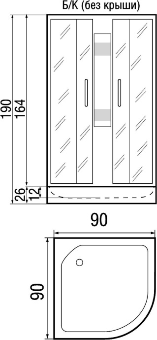 Душевая кабина с поддоном River Nara Б/К 90/24 MT  10000000717 - 2