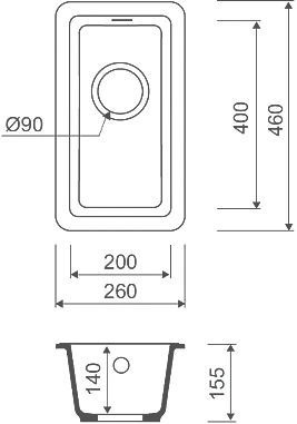 Мойка Granucryl для подстольного монтажа, цвет белый, Tanto, IDDIS, TU1W261i87 - 2