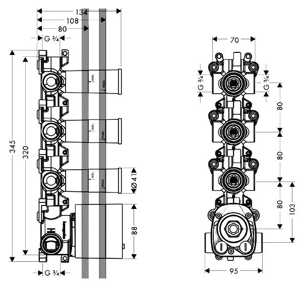 Скрытая часть Axor ShowerSolutions 10750180 - 2