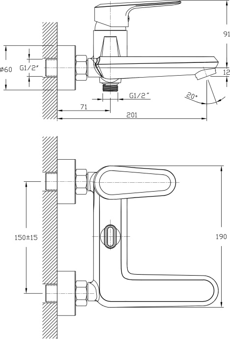 Смеситель для ванны RUSH Devon  DE7535-44 - 5