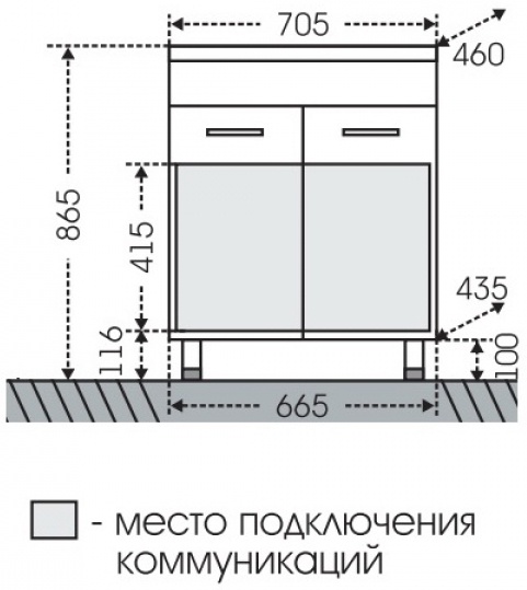 Тумба с раковиной напольная Санта Омега 70 белый - 6