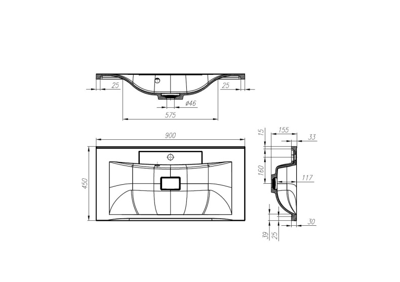 Тумба с раковиной BelBagno Marino 90 темное дерево - 21