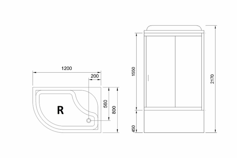 Душевая кабина Royal Bath BK 120x80 R профиль белый стекло прозрачное  RB8120BK4-MT-R - 2