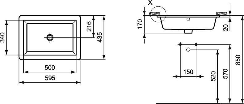 Встраиваемая раковина Ideal Standard Strada  K077901 - 3