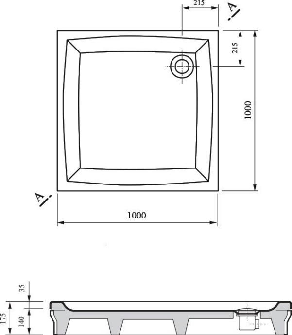 Поддон для душа Ravak Perseus-100 PP под экран A02AA01510 - 2