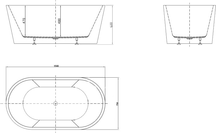 Акриловая ванна BelBagno BB202-1500-750 - 3