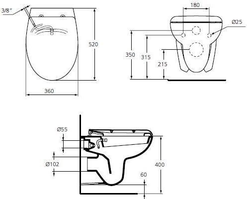 Чаша для подвесного унитаза Ideal Standard Eurovit белый, без сиденья  W705501 - 2