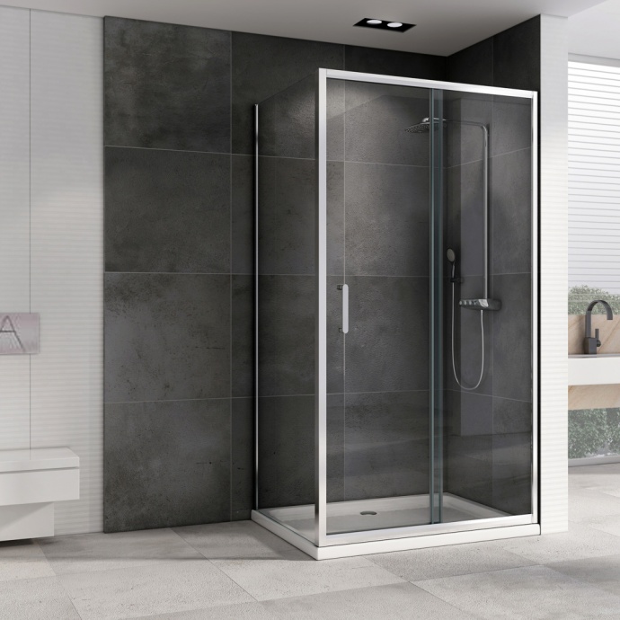 Душевой уголок Abber Schwarzer Diamant 150x60 профиль хром стекло прозрачное AG301505-S605 - 1