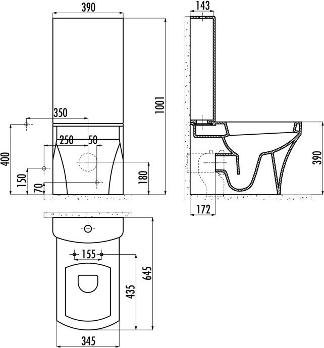 Унитаз-компакт Creavit Sorti SR310, сиденье микролифт SR310-00CB00E-0000 - 3