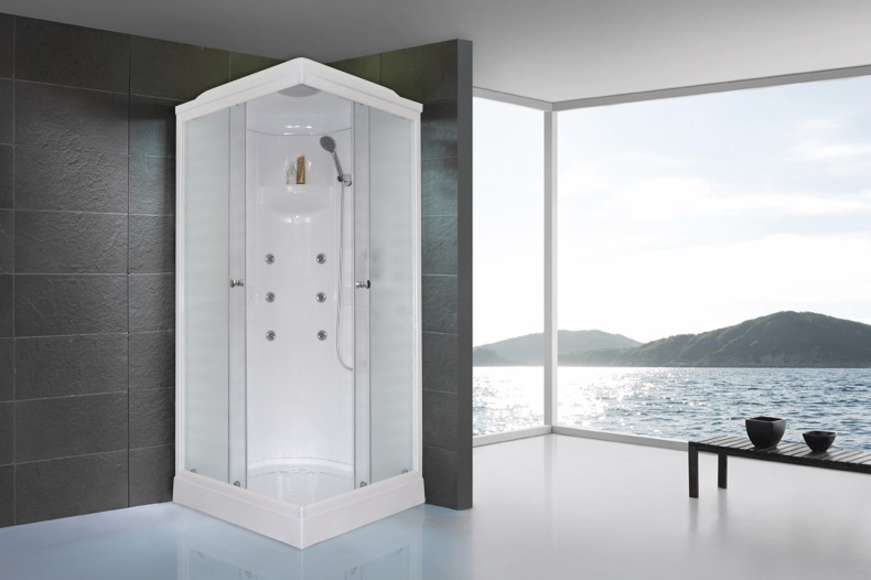 Душевая кабина Royal Bath HP 90x90 профиль белый стекло матовое с гидромассажем RB90HP2-M - 1