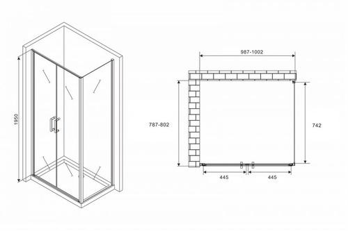 Душевой уголок Abber Sonnenstrand 100х80 хром  AG04100C-S80 - 2