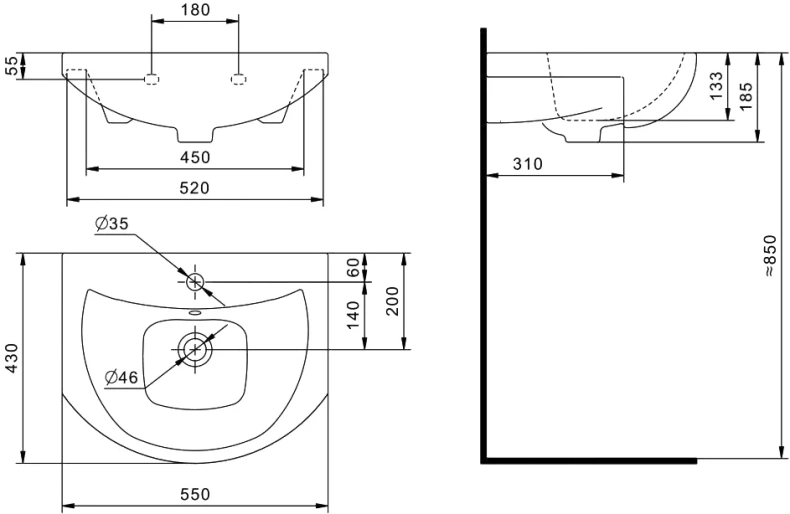 Раковина мебельная Aquaton Балтика 60 белый 1WH110246 - 3