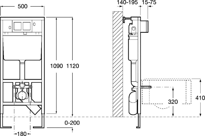 Комплект Система инсталляции для унитазов Roca DUPLO WC 890090020 + Чаша для унитаза подвесного Roca Victoria 34630300R + Кнопка смыва Roca PL1 Dual  - 7