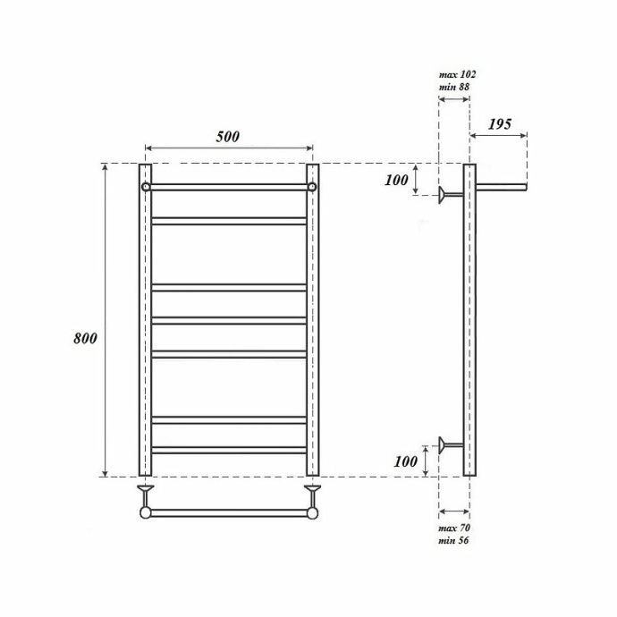 Полотенцесушитель водяной Point Аврора 50х80 хром с полкой PN10158P - 1