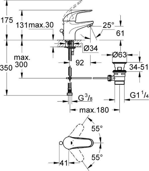 Смеситель Grohe Euroeco 23262000 для раковины - 1