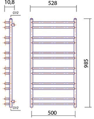 Полотенцесушитель водяной Domoterm Лаура П12 50x98,5, античная бронза Лаура П12 500x985 АБР - 6