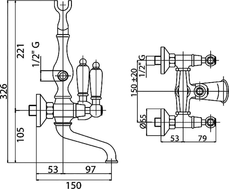 Смеситель Cezares First FIRST-VD-02-Bi для ванны с душем - 1