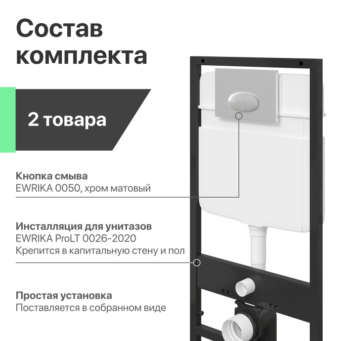 Комплект Унитаз подвесной STWORKI Монтре SETK3204-2616 безободковый, с микролифтом + Система инсталляции для унитазов EWRIKA ProLT 0026-2020 с кнопкой смыва 0050 хром матовый 559972 - 5