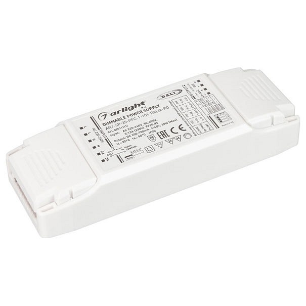 Драйвер Arlight ARJ-SP-20-PFC-1-10V-Dali2-PD 9-60V 20W IP20 0,25-0,7A 025111(1) - 0