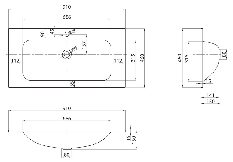 Раковина мебельная BelBagno 90 белый BB910/465-LV-VTR-BL - 2