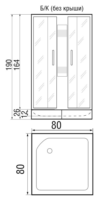 Душевая кабина с поддоном River Quadro Б/К 80/24 MT  10000002241 - 2