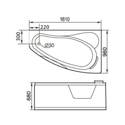 Акриловая ванна Gemy 161х96 с гидромассажем  G9046 O R - 2