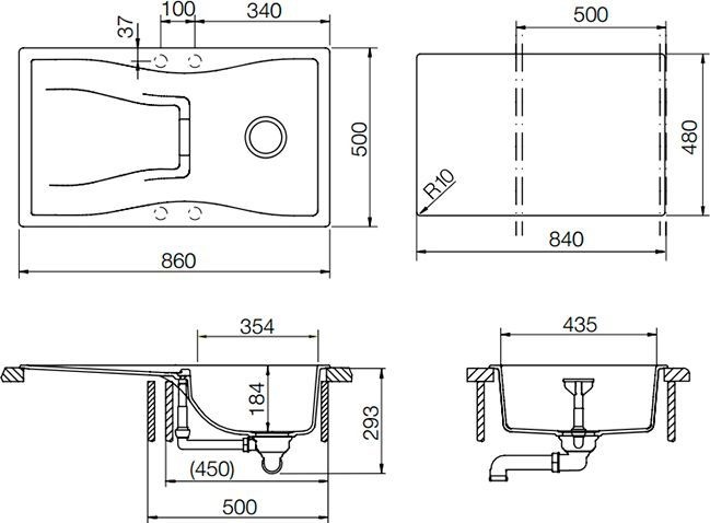 Мойка кухонная Schock Waterfall 45D (D-100) поларис 700553 - 1