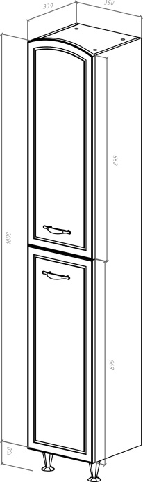 Шкаф-пенал Bellezza Амелия 35 L, с бельевой корзиной, белый патина золото 4620304082388 - 1