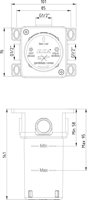 Скрытая часть E.C.A. ECA 102166102EX для смесителя - 1