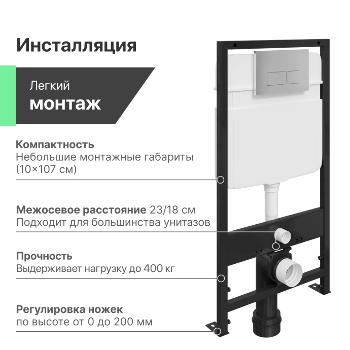 Комплект Унитаз подвесной STWORKI Ноттвиль SETK3104-2616 безободковый, с микролифтом + Система инсталляции для унитазов EWRIKA ProLT 0026-2020 с кнопкой смыва 0040 хром матовый 560096 - 6