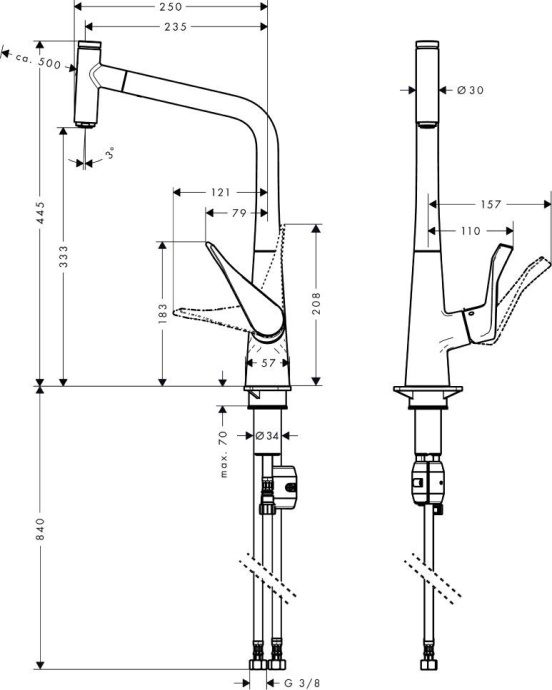 Смеситель Hansgrohe Metris Select 14884000 для кухонной мойки - 7