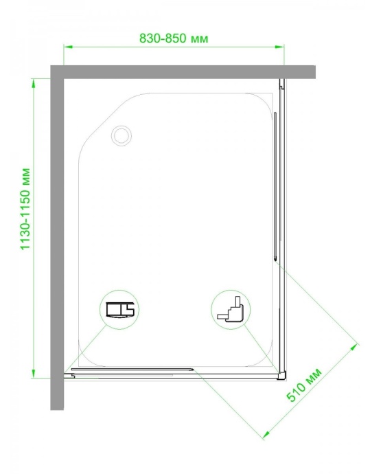 Душевой уголок Royal Bath HPD 85x115 профиль черный стекло матовое RB11585HPD-C-BL - 3