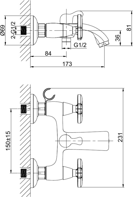 Смеситель для ванны D&K DA138  DA1383241 - 1