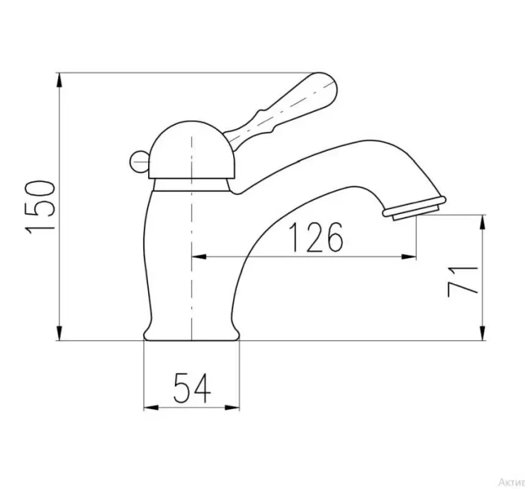 L527.5KZ LABE - смеситель для умывальника, CLICK-CLACK, высота 150 мм., ЦВЕТ ЗОЛОТО - 1