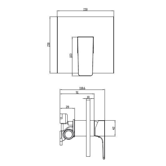 Смеситель для душа Villeroy & Boch Architectura Square черный, матовый  TVS125002000K5 - 2