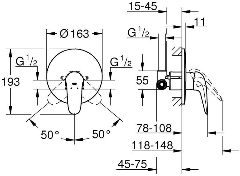 Смеситель Grohe Eurostyle для душа 23725003 - 2